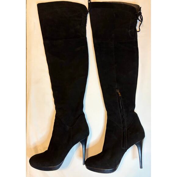 SAM EDELMAN VESEY Suede Leather OTK Stiletto High Heel Boots - Picture 6 of 7
